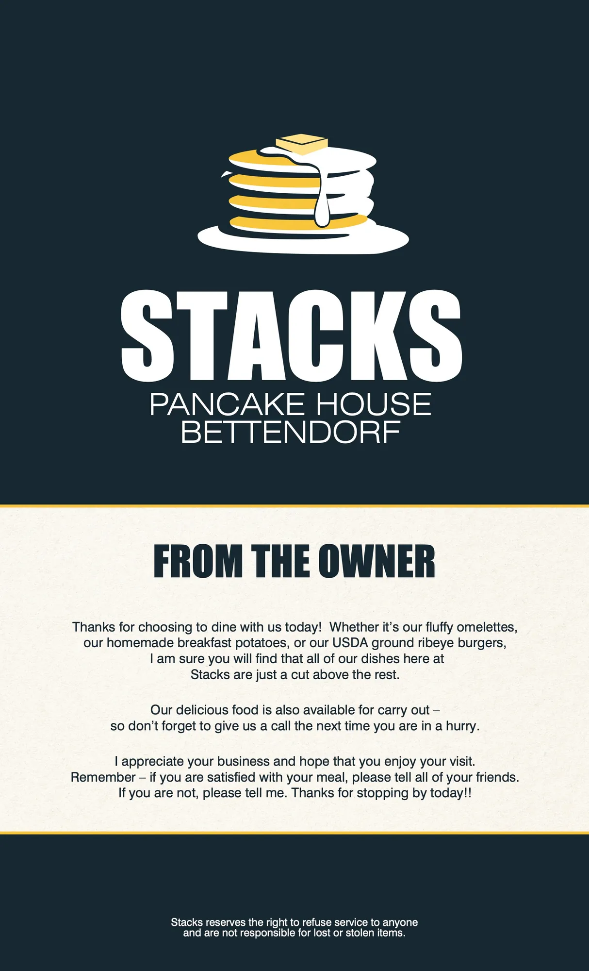 Check out our options on our menu - Page 7
